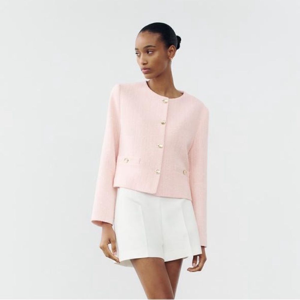 ZARA STRUCTURED ROUND NECK BLAZER - Picture 1 of 9